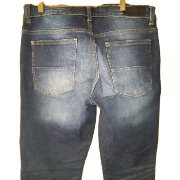 Supply & Demand Moto Jeans Mens 34X33 Blue Skinny Stretch Distressed Streetwear - Picture 7 of 9